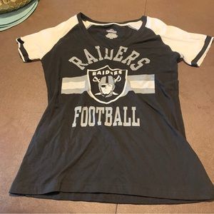 Majestic Raiders Football Women's V-Neck Short Sleeve Shirt.